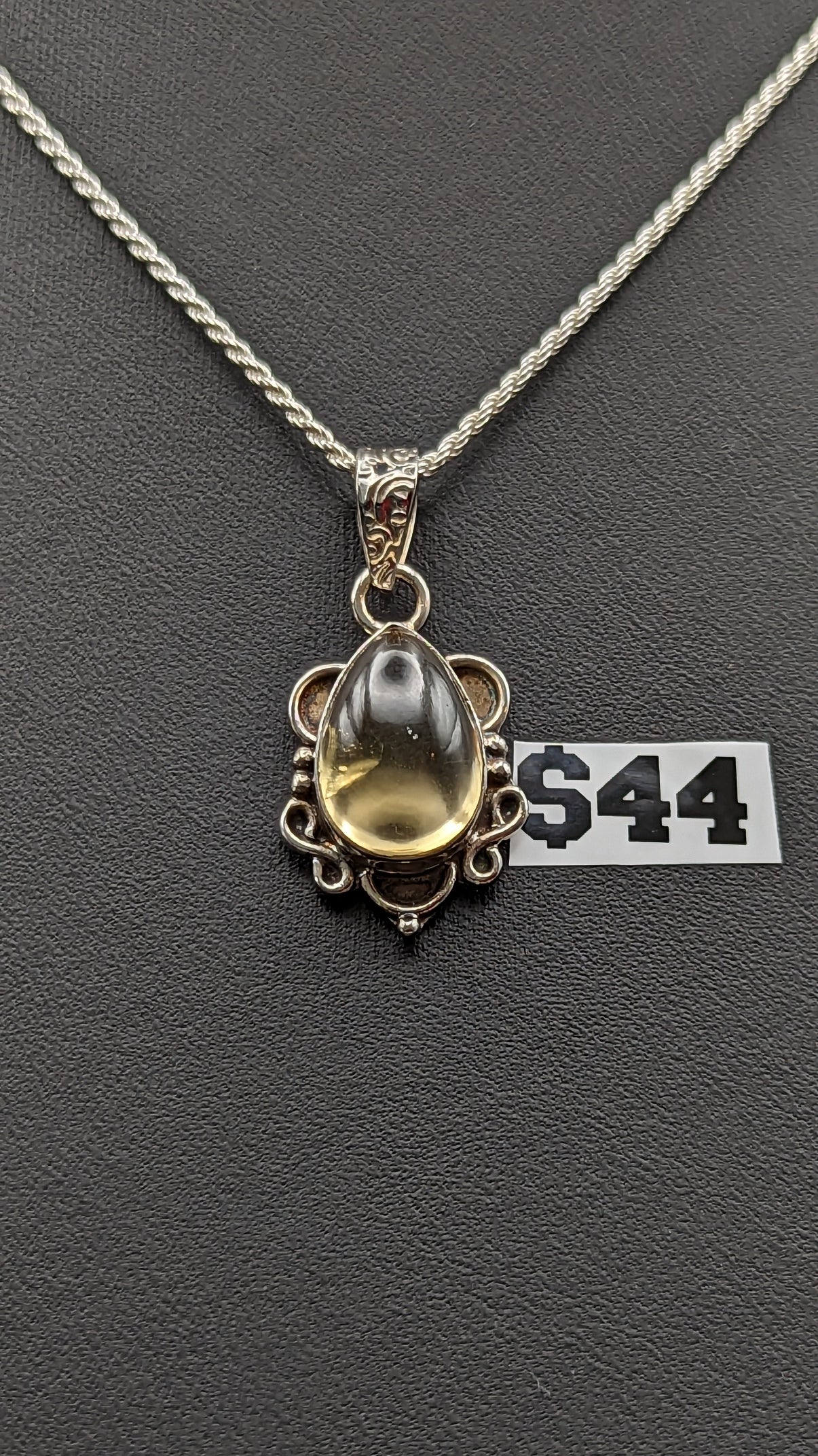 Special! Citrine Pendant Necklace Sterling Silver