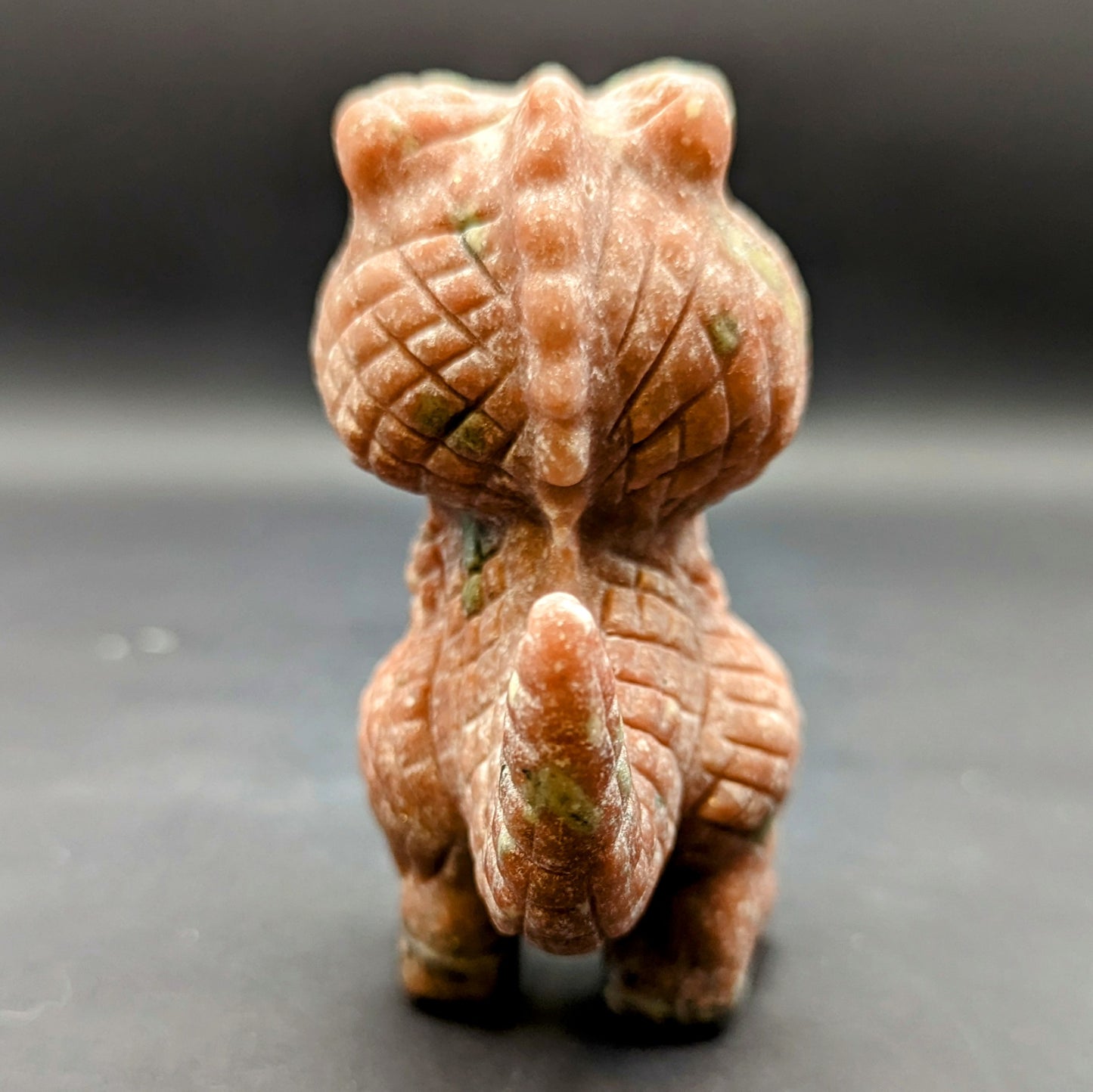 New! Peach blossom Tourmaline Dino Carving