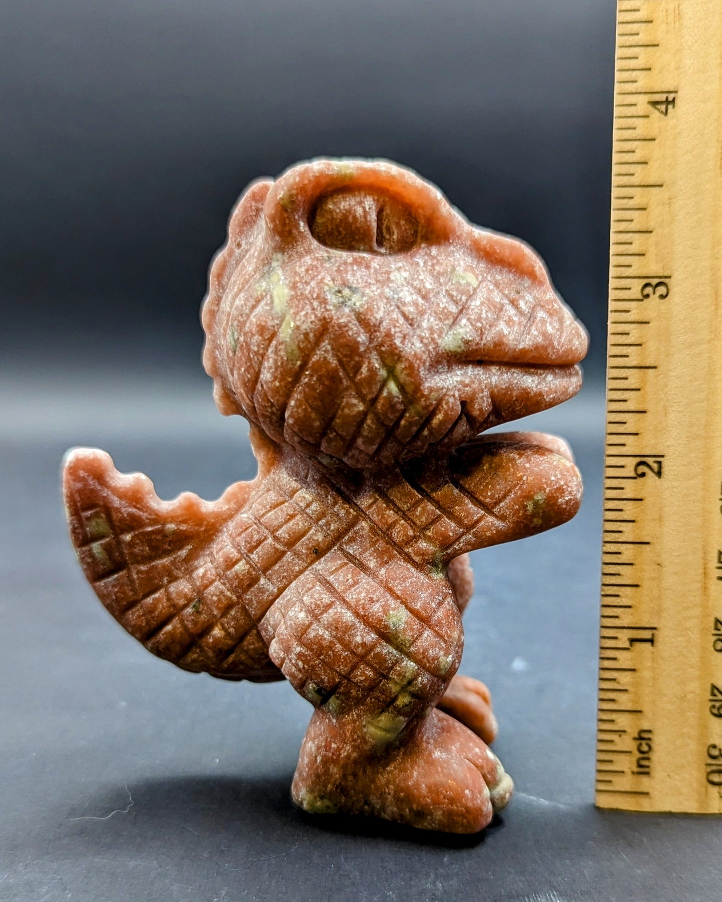 New! Peach blossom Tourmaline Dino Carving