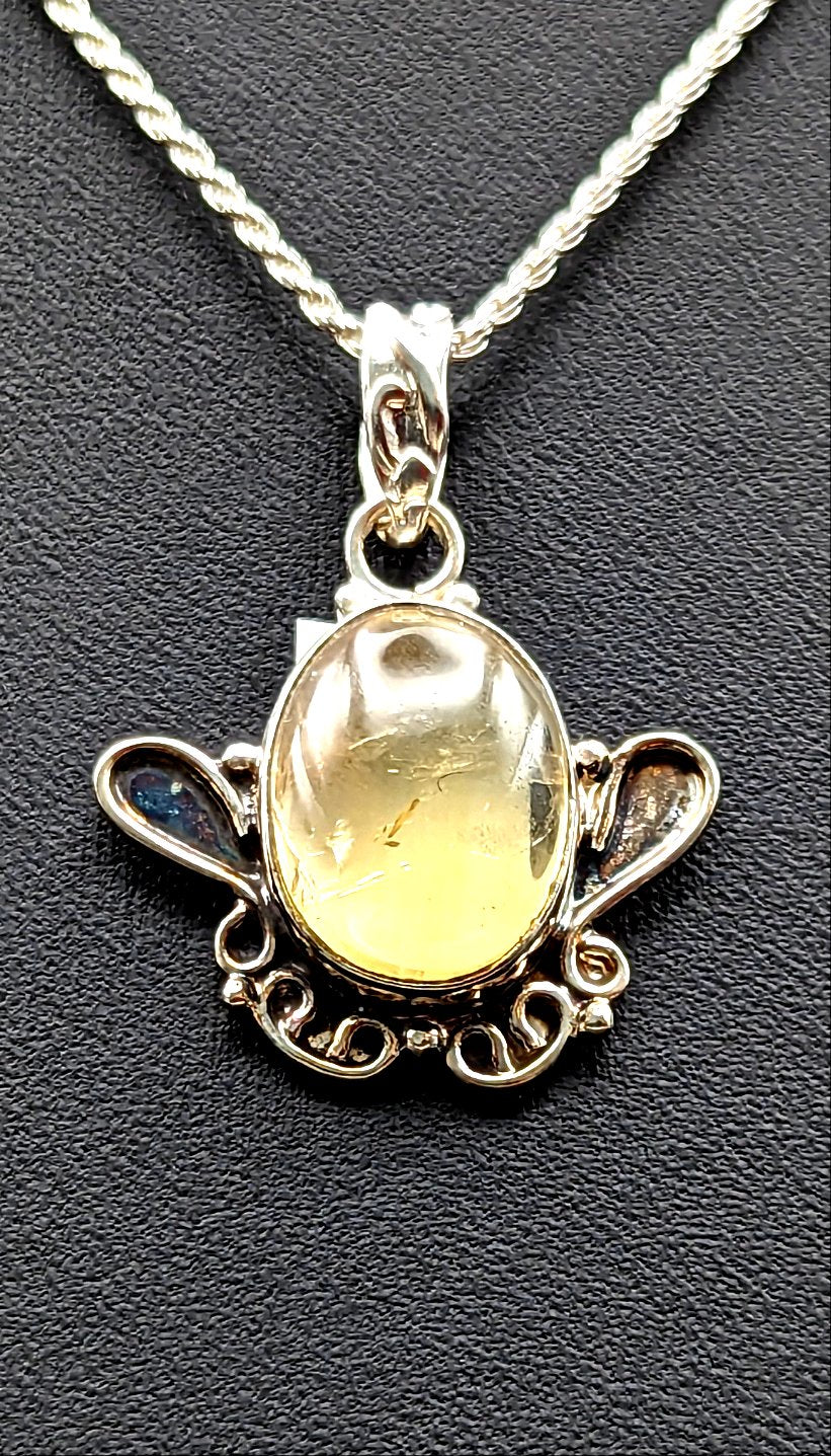 Special! Citrine Pendant Necklace Sterling Silver