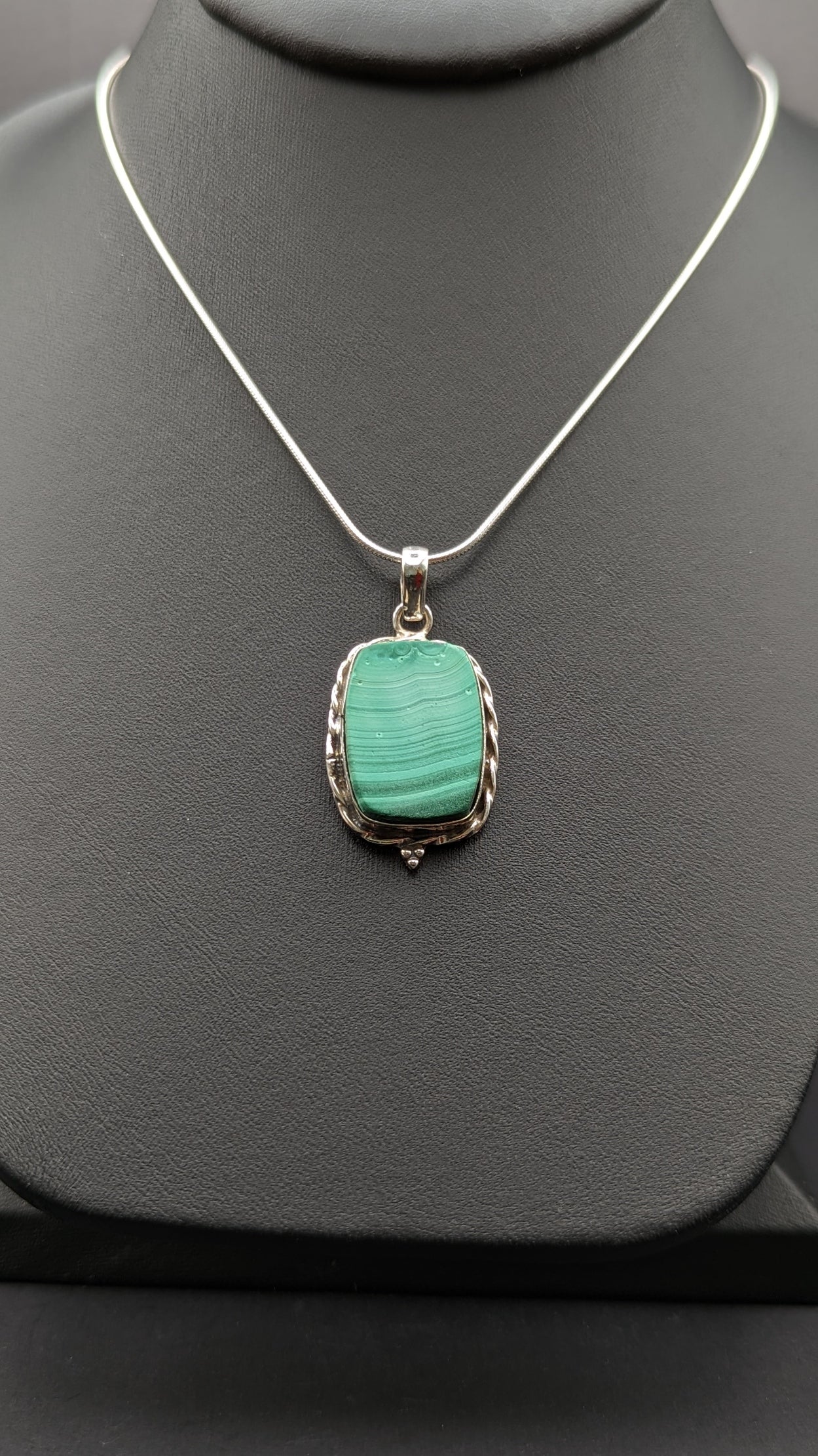 Special! Malachite Pendant Necklace Sterling Silver