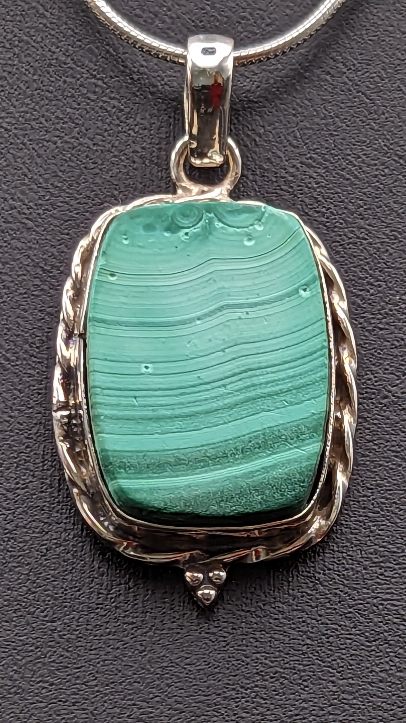 Special! Malachite Pendant Necklace Sterling Silver