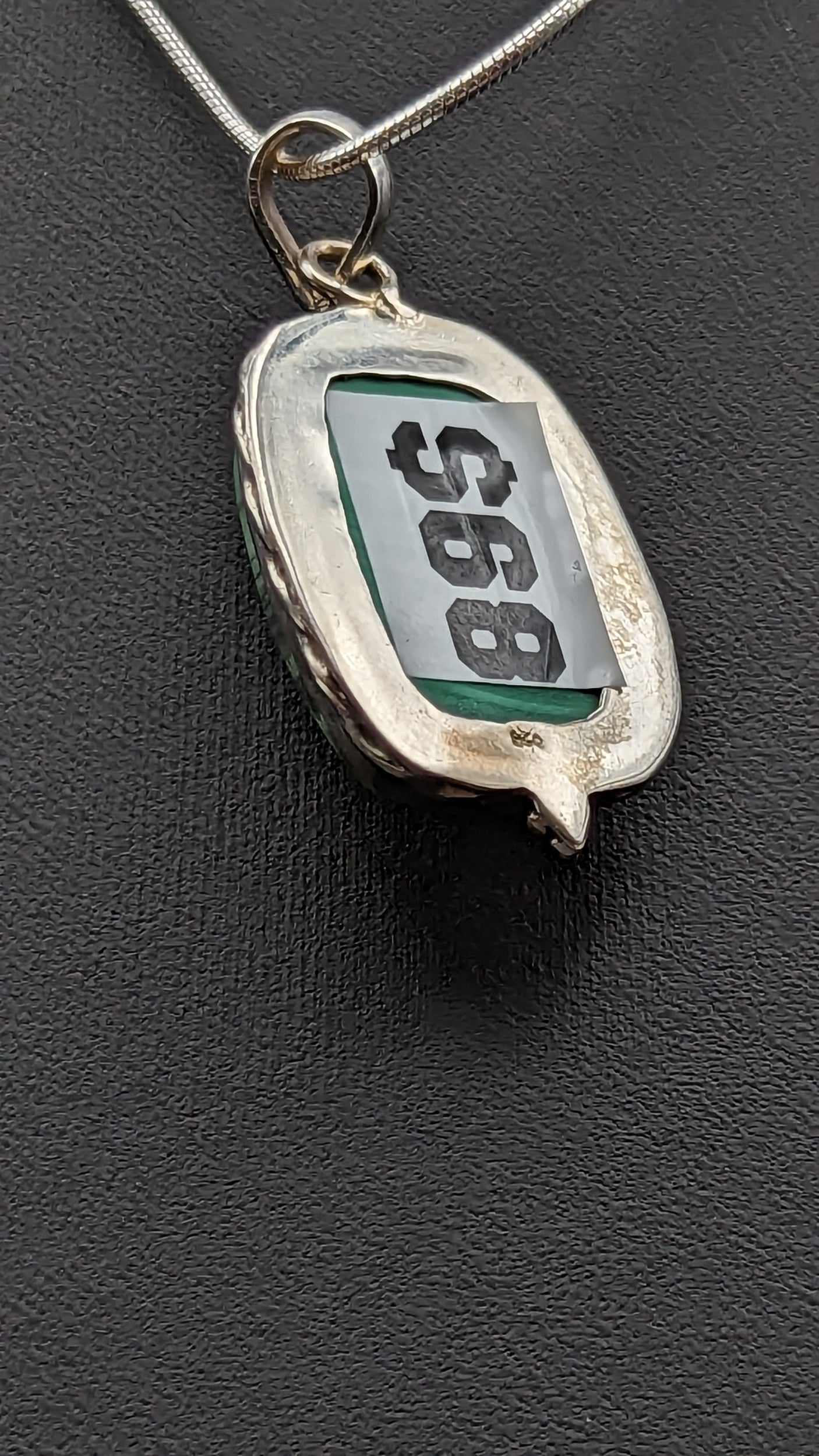 Special! Malachite Pendant Necklace Sterling Silver
