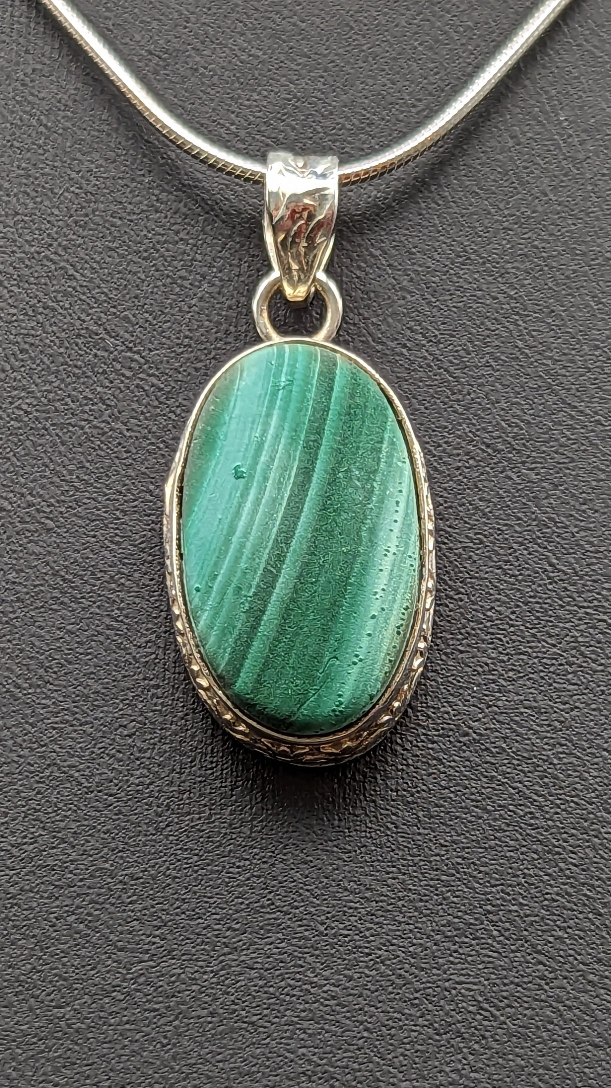 Special! Malachite Pendant Necklace Sterling Silver