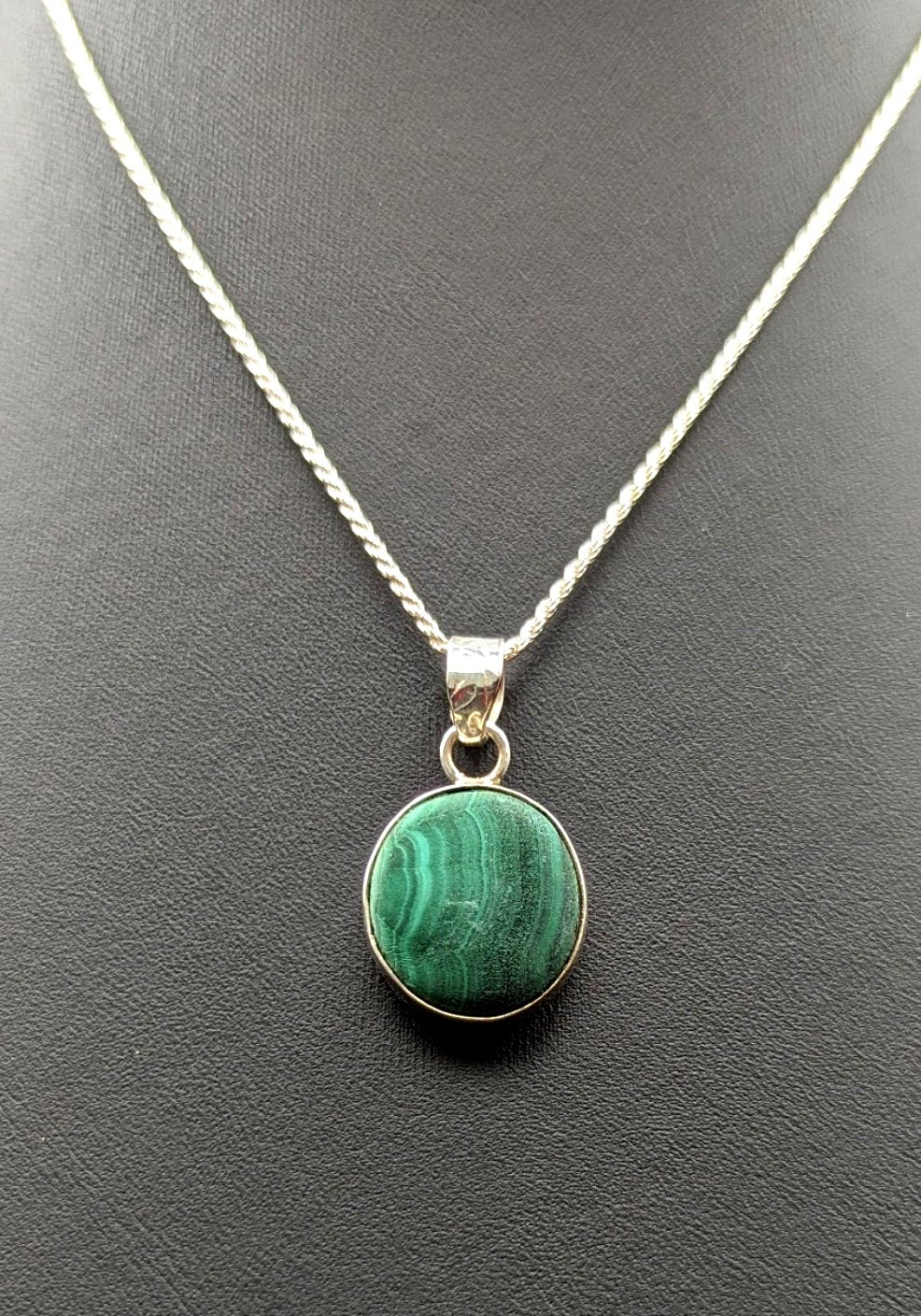 Special! Malachite Pendant Necklace Sterling Silver
