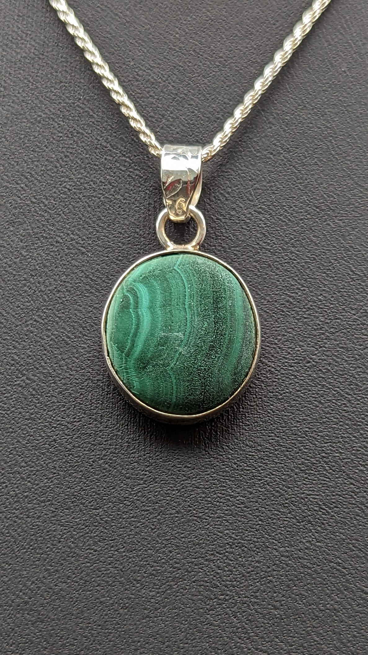 Special! Malachite Pendant Necklace Sterling Silver