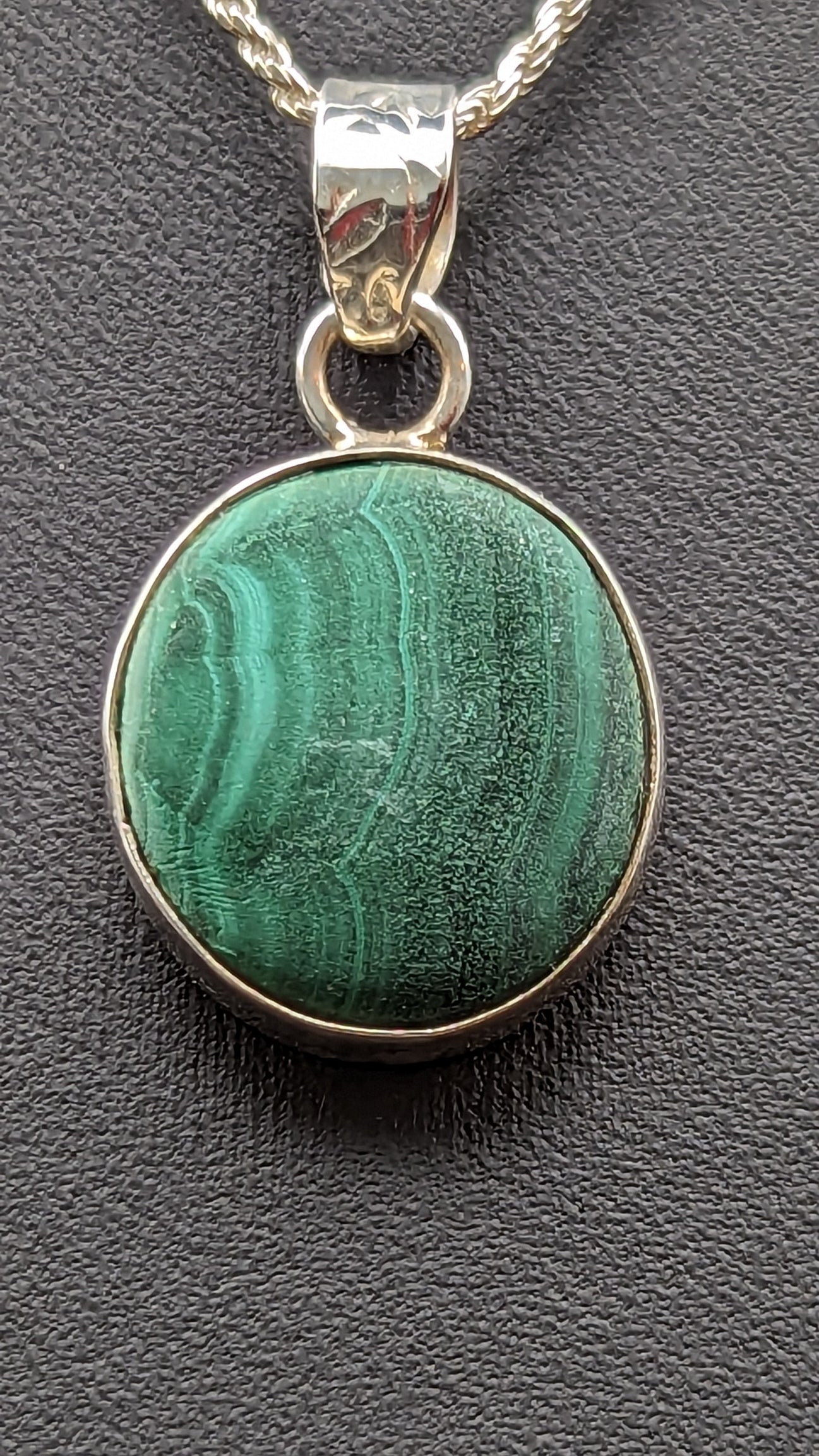 Special! Malachite Pendant Necklace Sterling Silver