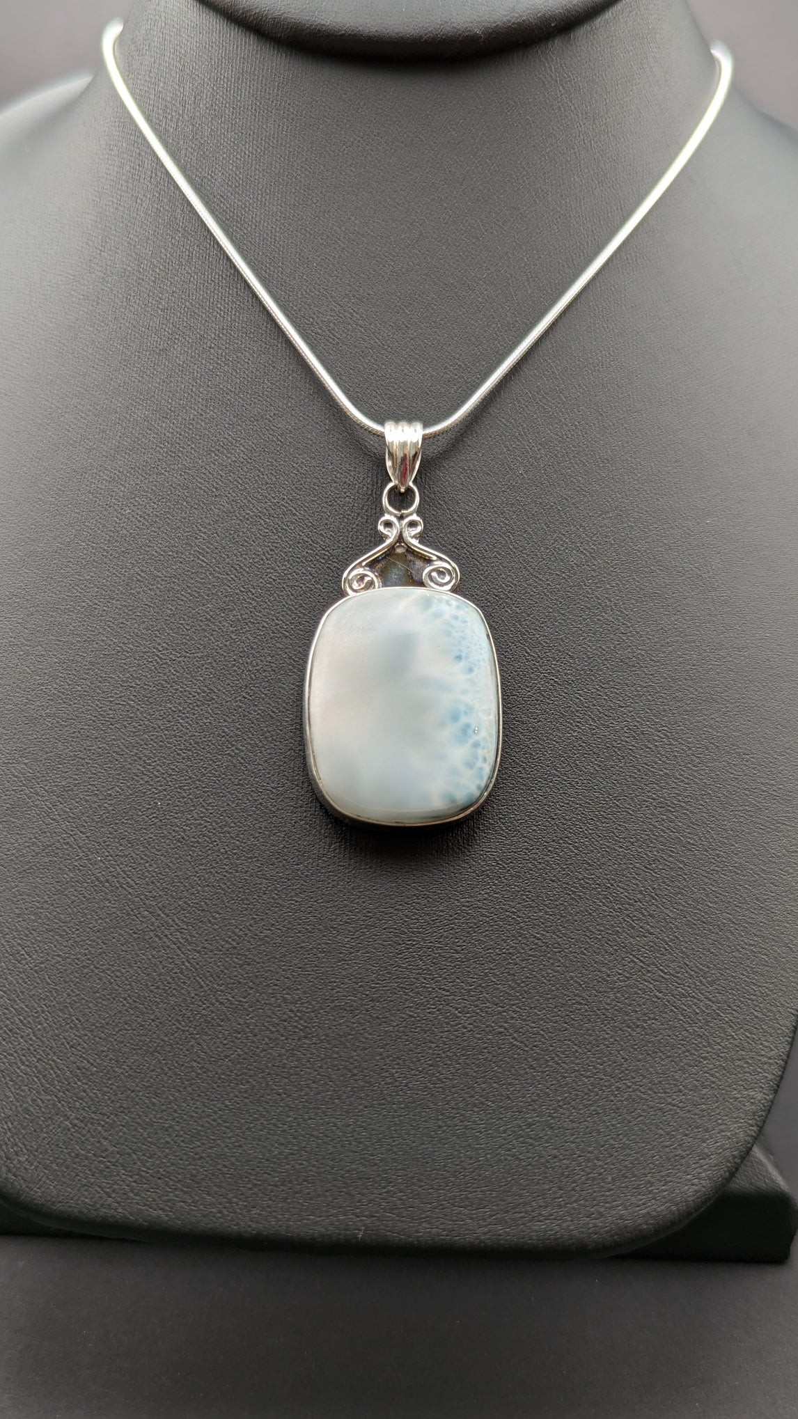 Special! Larimar Pendant Necklace Sterling Silver