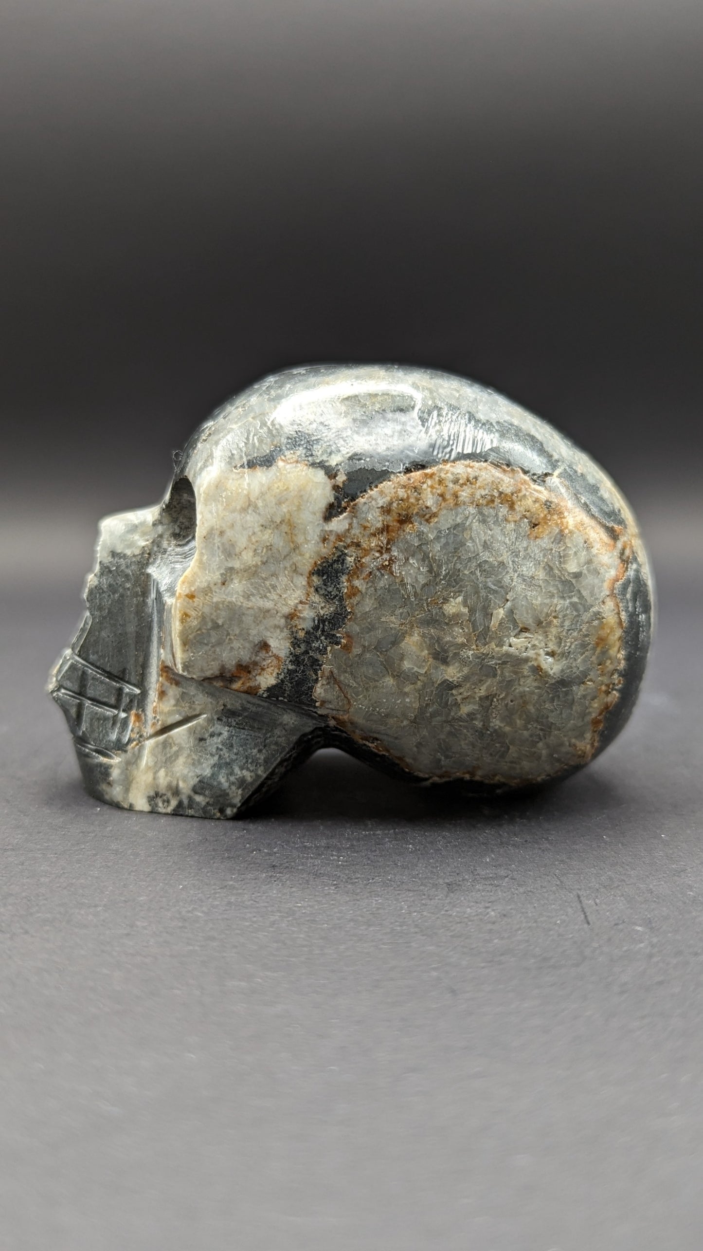 Zebra Jasper Skull Carving