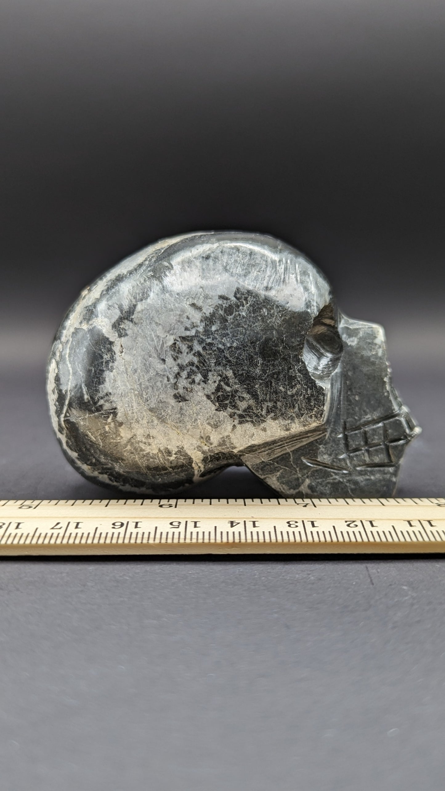 Zebra Jasper Skull Carving