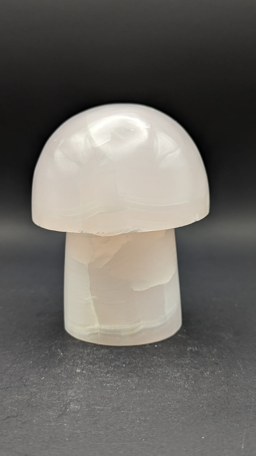 New! Rose Calcite Mushroom Carving