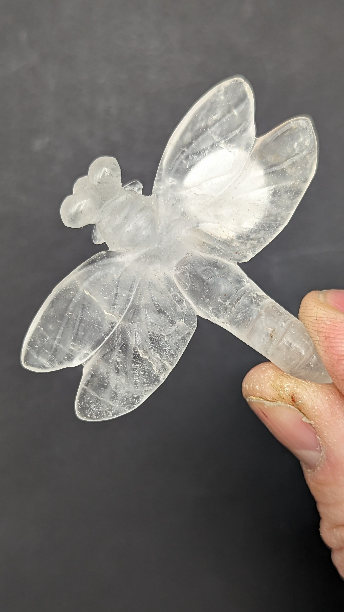 Dragonfly Clear Quartz Carving