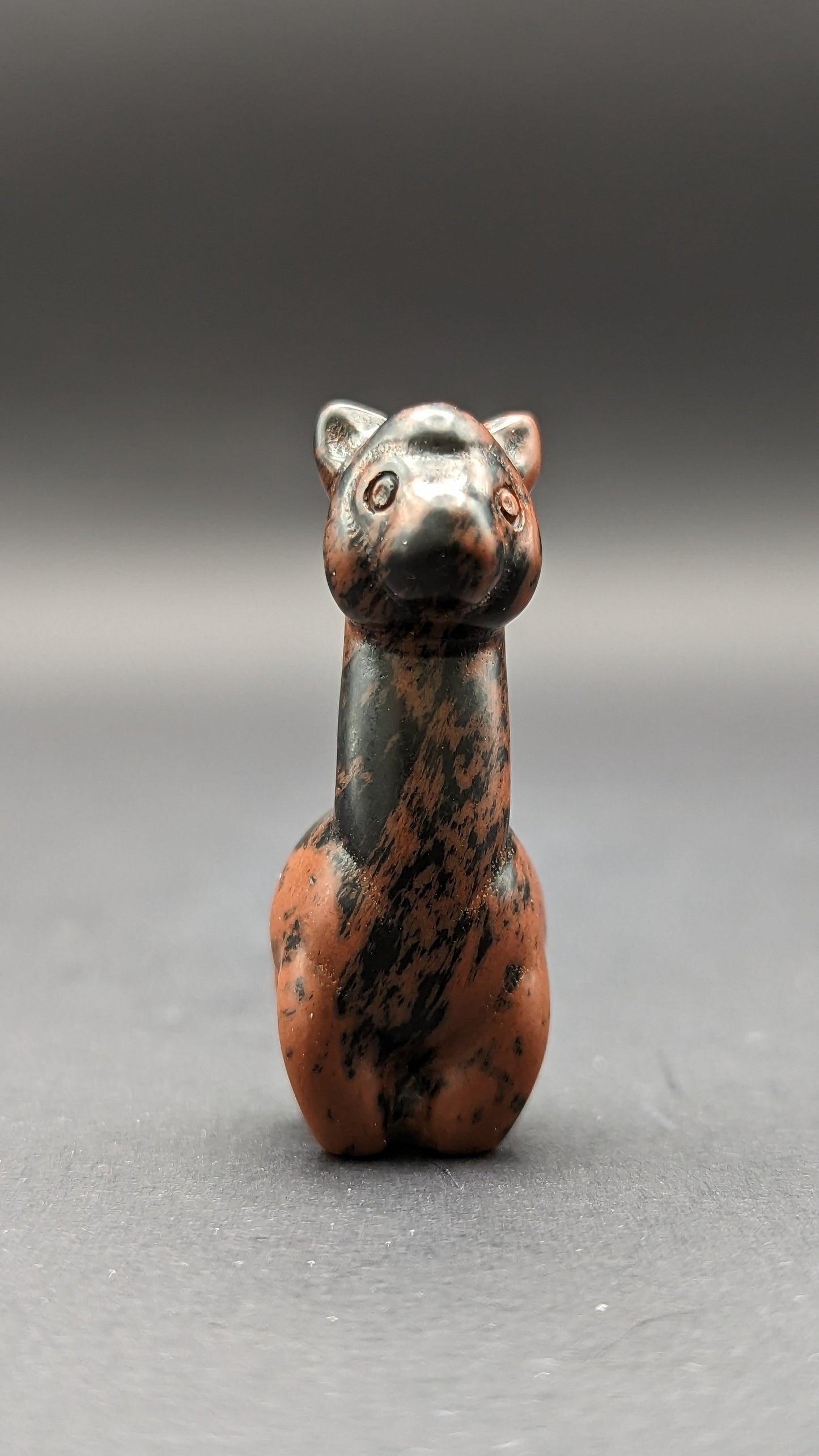 Mahogany Obsidian Alpaca Carving
