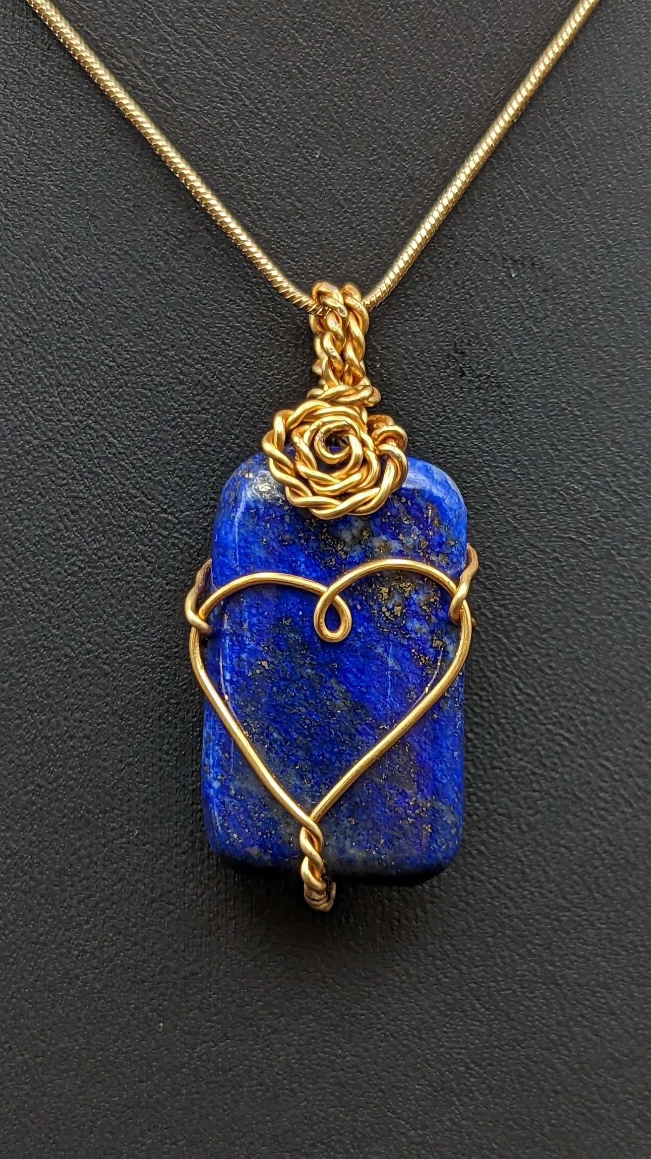 Lapis Lazuli Wire Wrapped Pendant Necklace