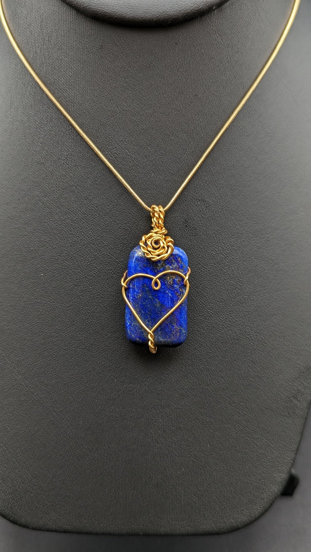 Lapis Lazuli Wire Wrapped Pendant Necklace